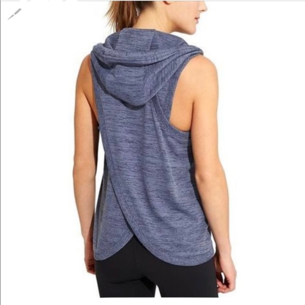 Athleta Heathered Grey Sleeveless Hooded Tunic Tank